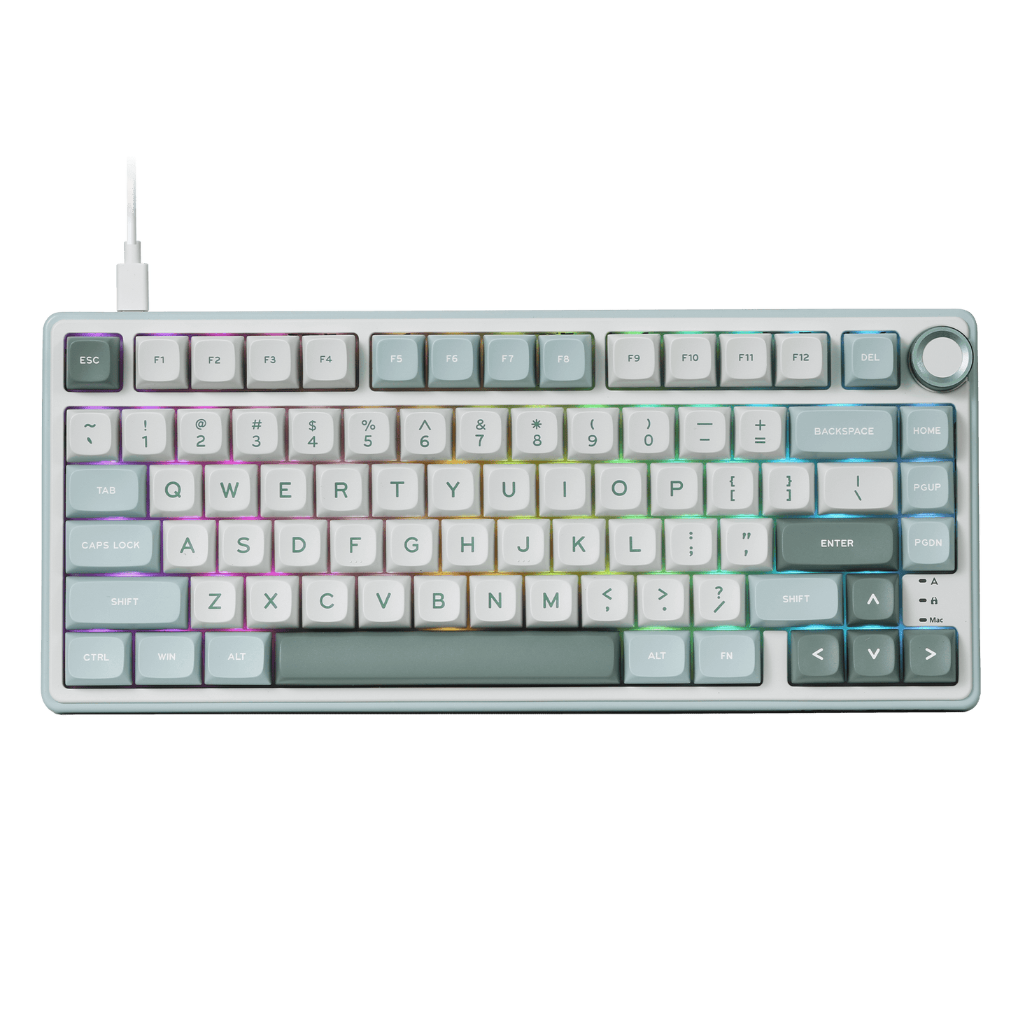 RK ROYAL KLUDGE R75 Mechanical Keyboard Wired with Volume Knob, 75% Custom Gaming Keyboard Gasket Mount RGB Backlit with Software, MDA Profile, PBT Keycaps, Hot Swappable Linear Switch Creamy Sound, green