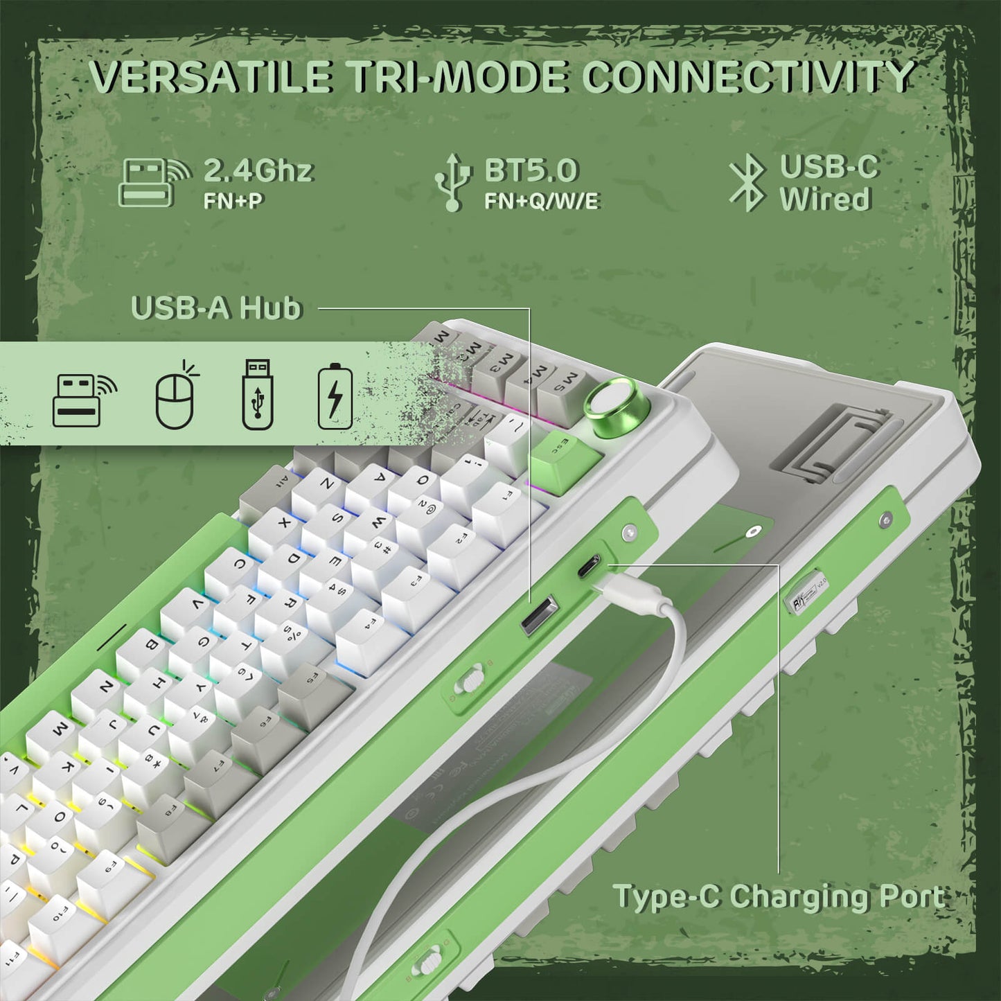 RK ROYAL KLUDGE L75 Gasket Mount Mechanical Keyboard w/Knob /Macro Keys & Touchable Nameplate, Tri-Mode 75% TKL Wireless Keyboard BT/2.4G/USB-C, Hot Swappable, Pro Software, Massive 8000mAh Battery