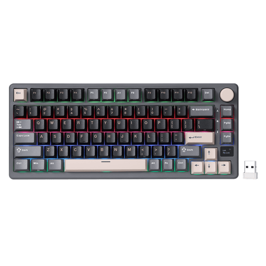 RK ROYAL KLUDGE M75 Wireless Mechanical Keyboard 2.4Ghz/BT5.1/USB-C Gaming Keyboard 75% Layout 81 Keys Gasket Mount with OLED Display & Knob RGB Backlight Hot-Swappable Viridian Switch