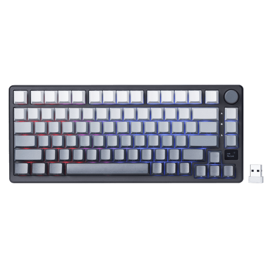 RK ROYAL KLUDGE M75 75% Wireless Mechanical Keyboard, 81 Keys Gasket-Mount, OLED Smart Display, Rotary Knob, Hot-Swappable Pre-Lubed Cloud Switches, Gradient PBT Keycaps, RGB Backlighting, Triple Mode Connectivity for Gaming & Office Use