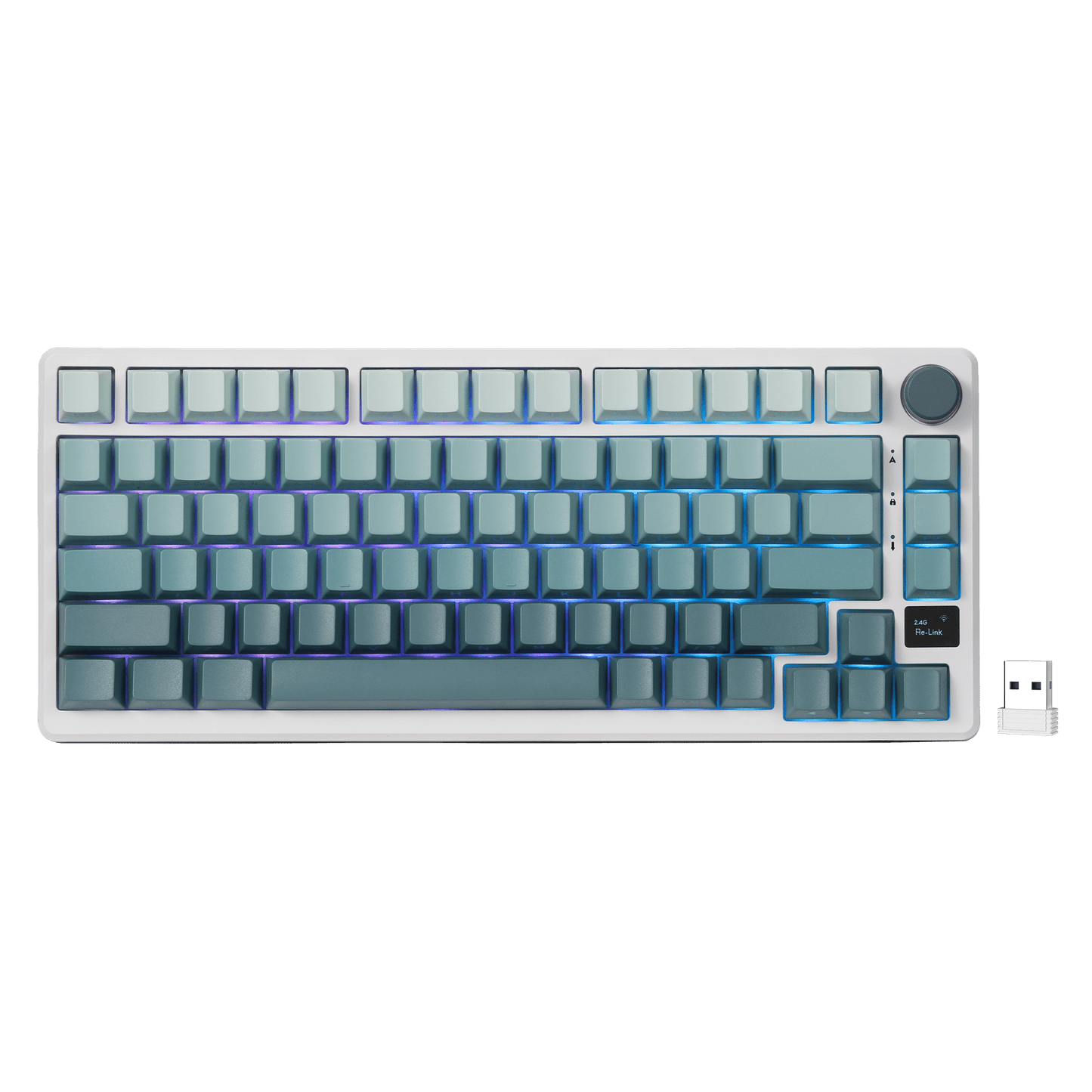 RK ROYAL KLUDGE M75 75% Wireless Mechanical Keyboard, 81 Keys Gasket-Mount, OLED Smart Display, Rotary Knob, Hot-Swappable Pre-Lubed Cloud Switches, Gradient PBT Keycaps, RGB Backlighting, Triple Mode Connectivity for Gaming & Office Use