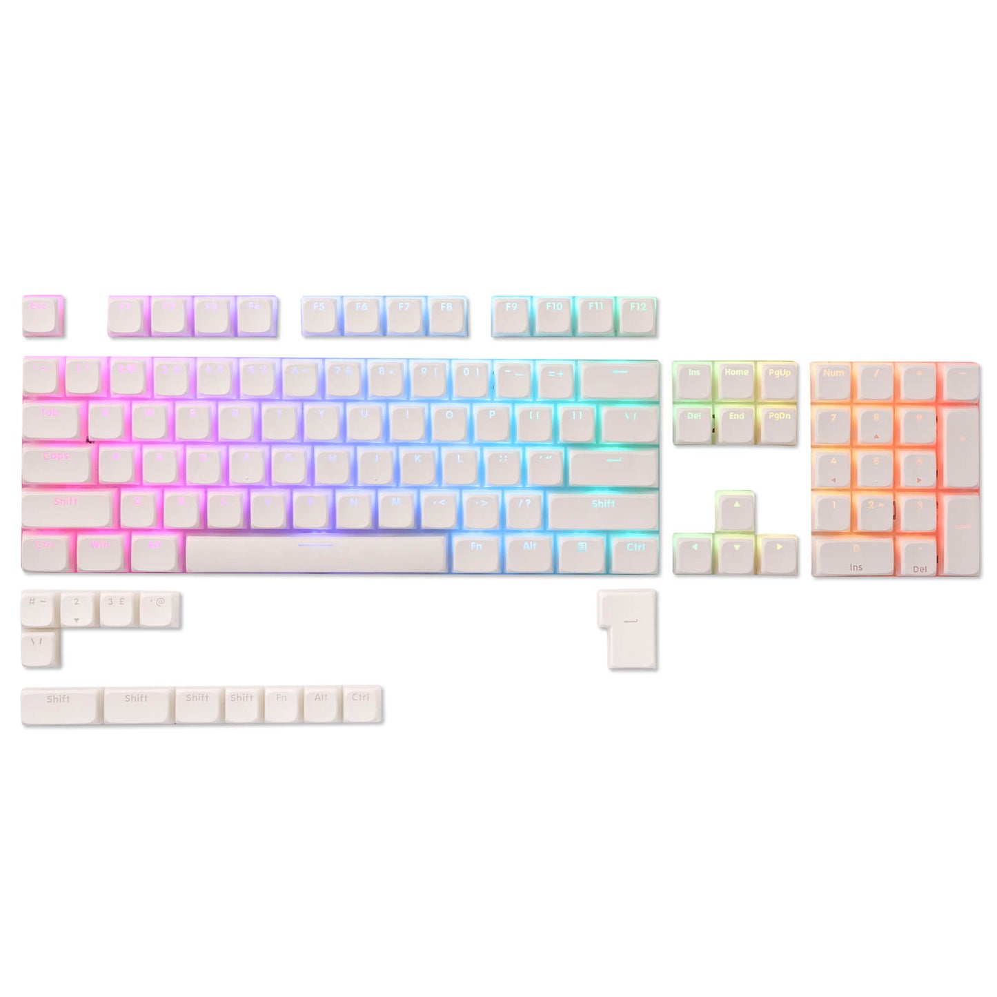 Translucent XDA Profile for ISO & ANSI Layout 61/68/84/87/98/104 Keys Mechanical Keyboard