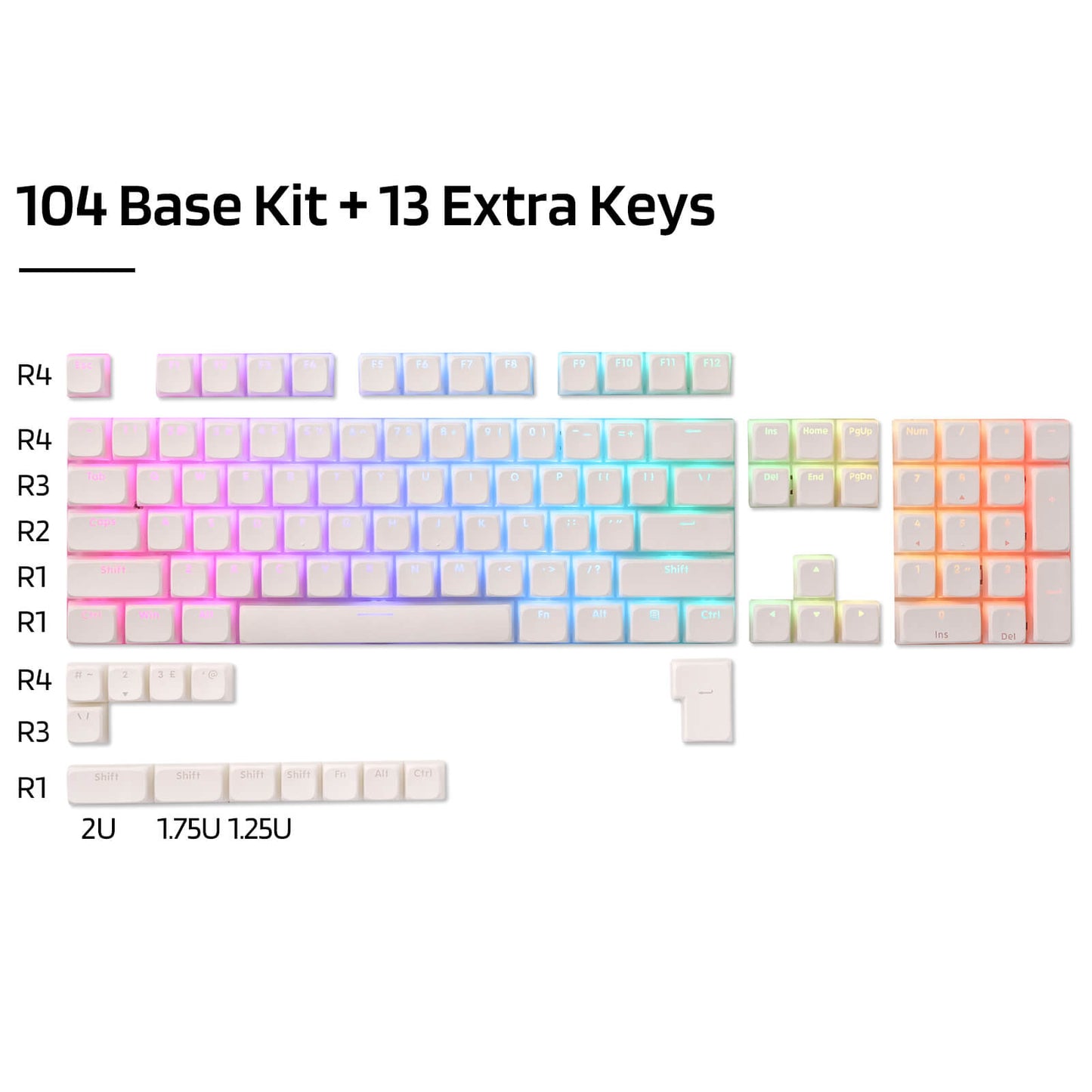 Translucent XDA Profile for ISO & ANSI Layout 61/68/84/87/98/104 Keys Mechanical Keyboard