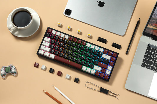 Detailed comparison of RK Royal Kludge mechanical keyboard switches including linear, tactile, and clicky types, showing actuation force, travel distance, and sound level—essential guide for choosing the right switch for gaming or typing.