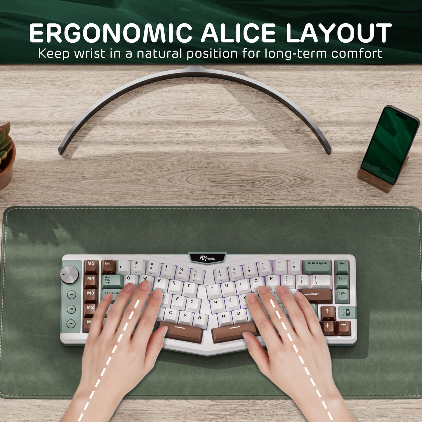 A72 68% Ergonomic Alice Layout Mechanical Keyboard