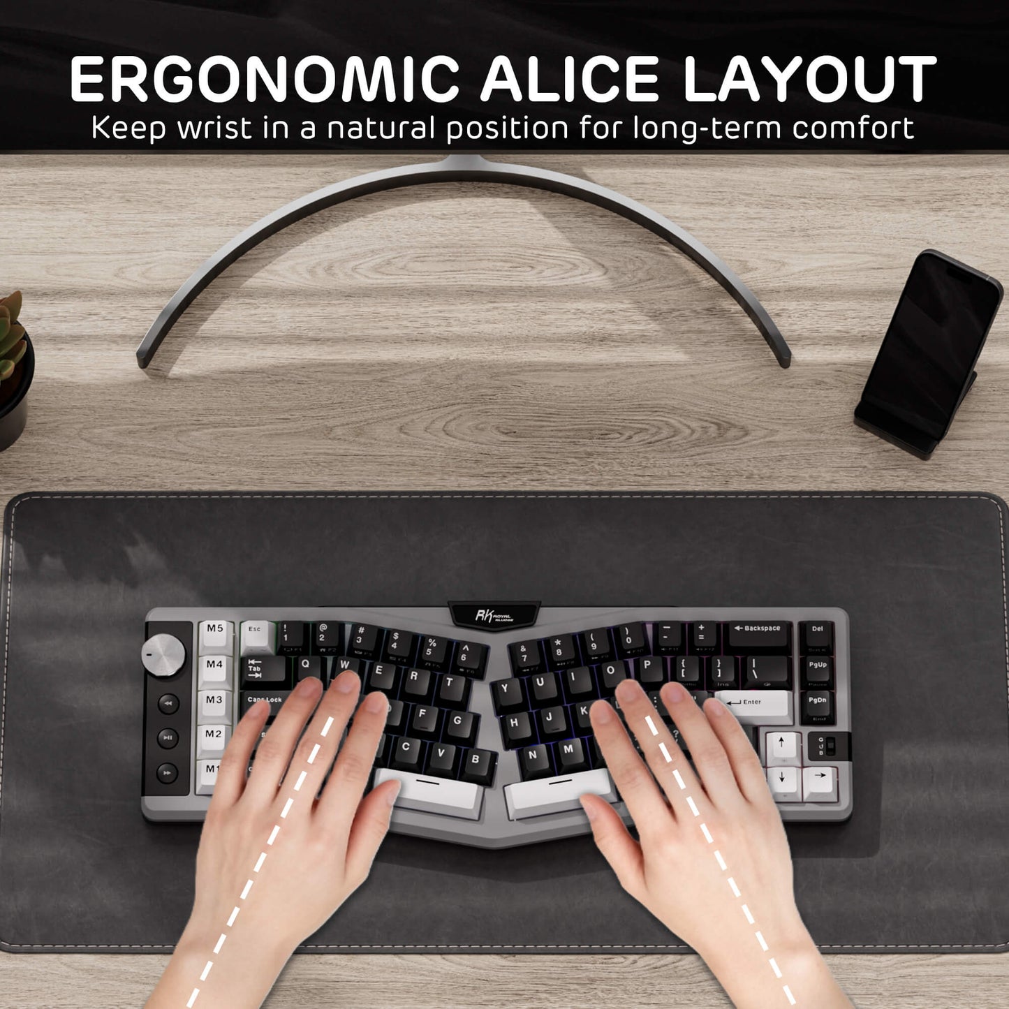A72 68% Ergonomic Alice Layout Mechanical Keyboard