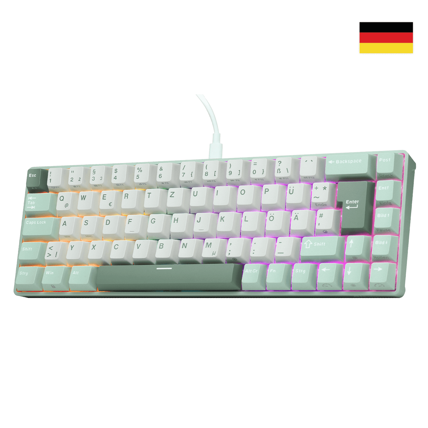 RK ROYAL KLUDGE C68 German Layout Hall Effect Mechanical Gaming Keyboard,  65% HE Magnetic Switch Wired RGB Keyboard, Hot Swappable, Rapid Trigger Adjustable Actuation, 8K Polling Rate, Pro Web Driver for Mac &Win 