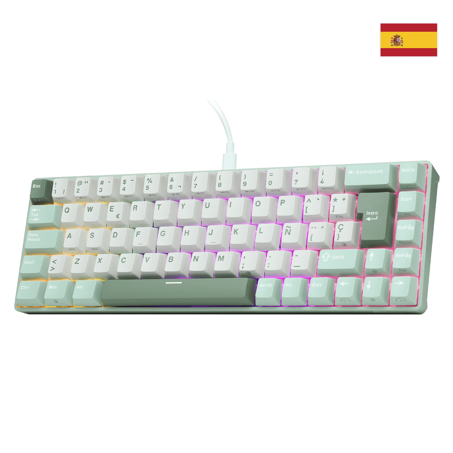 RK ROYAL KLUDGE C68 Spanish Layout Hall Effect Mechanical Gaming Keyboard,  65% HE Magnetic Switch Wired RGB Keyboard, Hot Swappable, Rapid Trigger Adjustable Actuation, 8K Polling Rate, Pro Web Driver for Mac &Win 