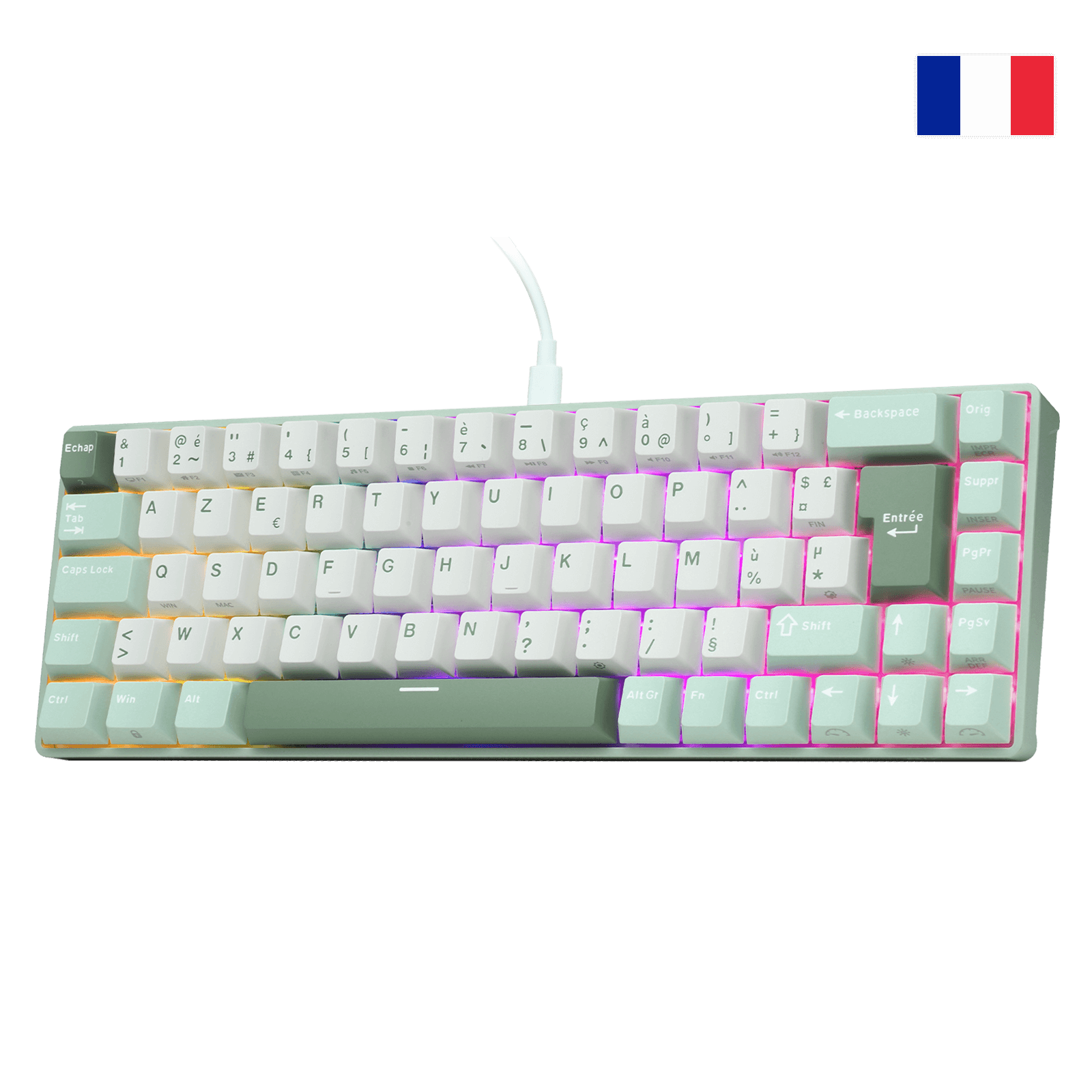 RK ROYAL KLUDGE C68 French Layout Hall Effect Mechanical Gaming Keyboard,  65% HE Magnetic Switch Wired RGB Keyboard, Hot Swappable, Rapid Trigger Adjustable Actuation, 8K Polling Rate, Pro Web Driver for Mac &Win 