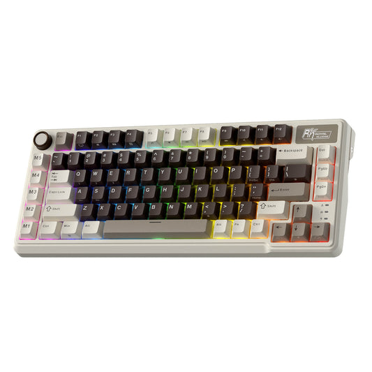 RK L75 75% 85 Keys Wireless Mechanical Keyboard with RGB, Gasket Structure, Custom Cream & Beige Switches, Tri-Mode Connectivity, and Mac Compatibility