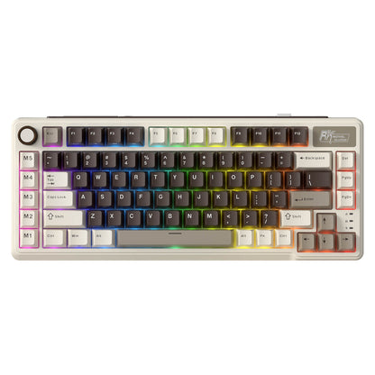 RK L75 75% 85 Keys Wireless Mechanical Keyboard with RGB, Gasket Structure, Custom Cream & Beige Switches, Tri-Mode Connectivity, and Mac Compatibility