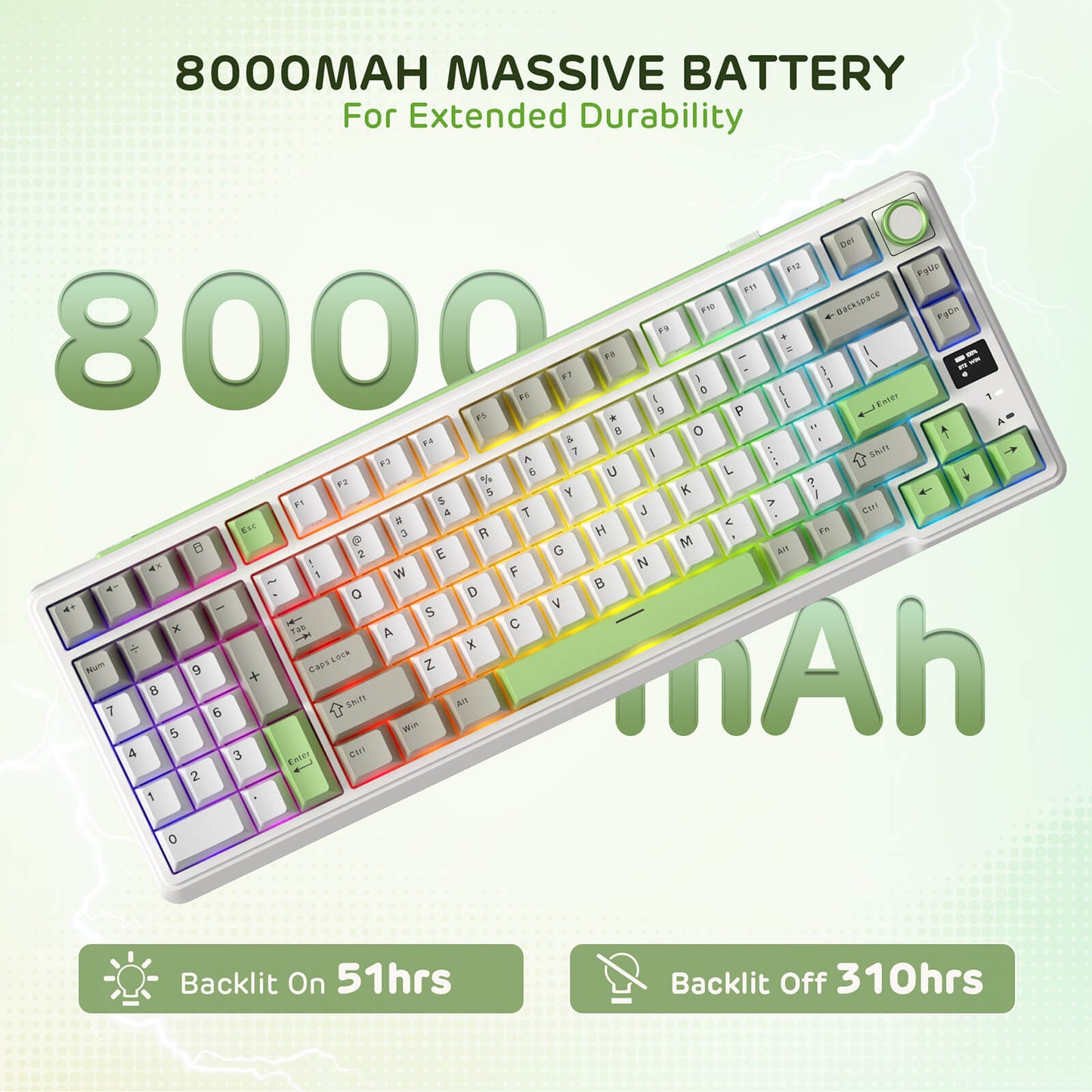 RK ROYAL KLUDGE L98 Wireless Mechanical Keyboard w/ Left-handed Southpaw Design Numpad & Hot Swappable Knob, Tri-Mode 95% Keyboard BT/2.4G/USB-C, Pro Software, Gasket Mount, Massive 8000mAh Battery