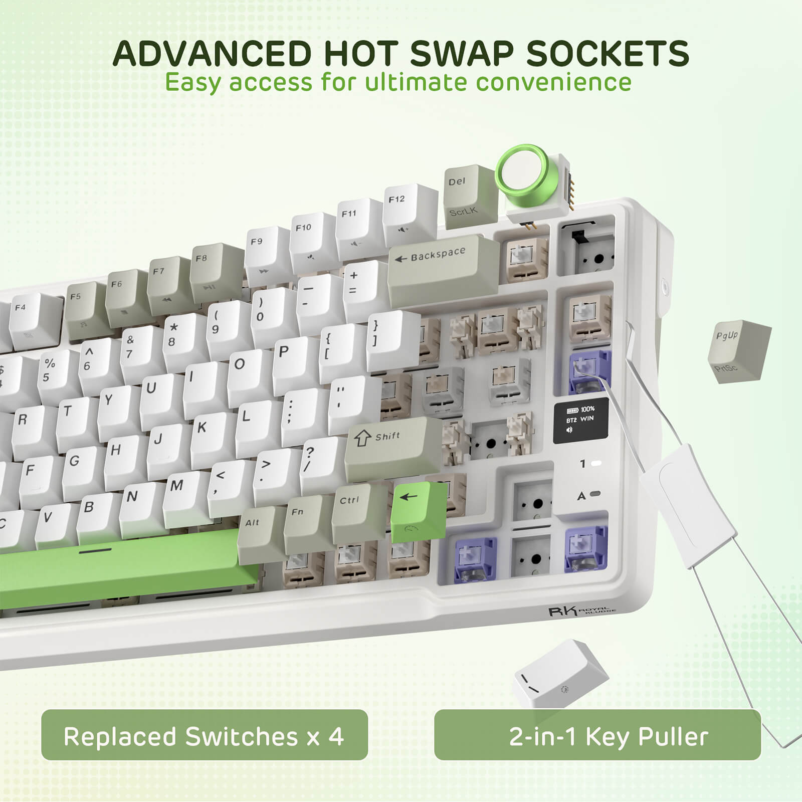 RK ROYAL KLUDGE L98 Wireless Mechanical Keyboard w/ Left-handed Southpaw Design Numpad & Hot Swappable Knob, Tri-Mode 95% Keyboard BT/2.4G/USB-C, Pro Software, Gasket Mount, Massive 8000mAh Battery