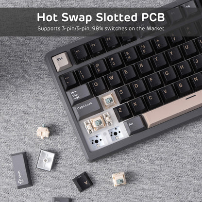 RK ROYAL KLUDGE M75 Wireless Mechanical Keyboard 2.4Ghz/BT5.1/USB-C Gaming Keyboard 75% Layout 81 Keys Gasket Mount with OLED Display & Knob RGB Backlight Hot-Swappable Viridian Switch