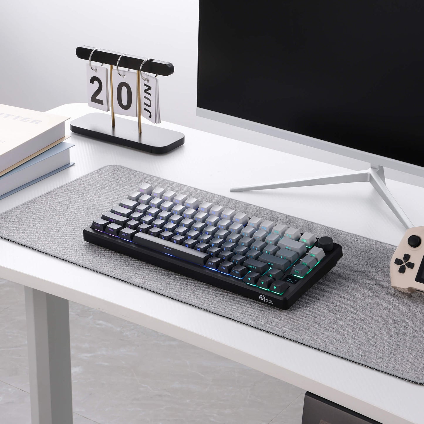 RK ROYAL KLUDGE M75 75% Wireless Mechanical Keyboard, 81 Keys Gasket-Mount, OLED Smart Display, Rotary Knob, Hot-Swappable Pre-Lubed Cloud Switches, Gradient PBT Keycaps, RGB Backlighting, Triple Mode Connectivity for Gaming & Office Use