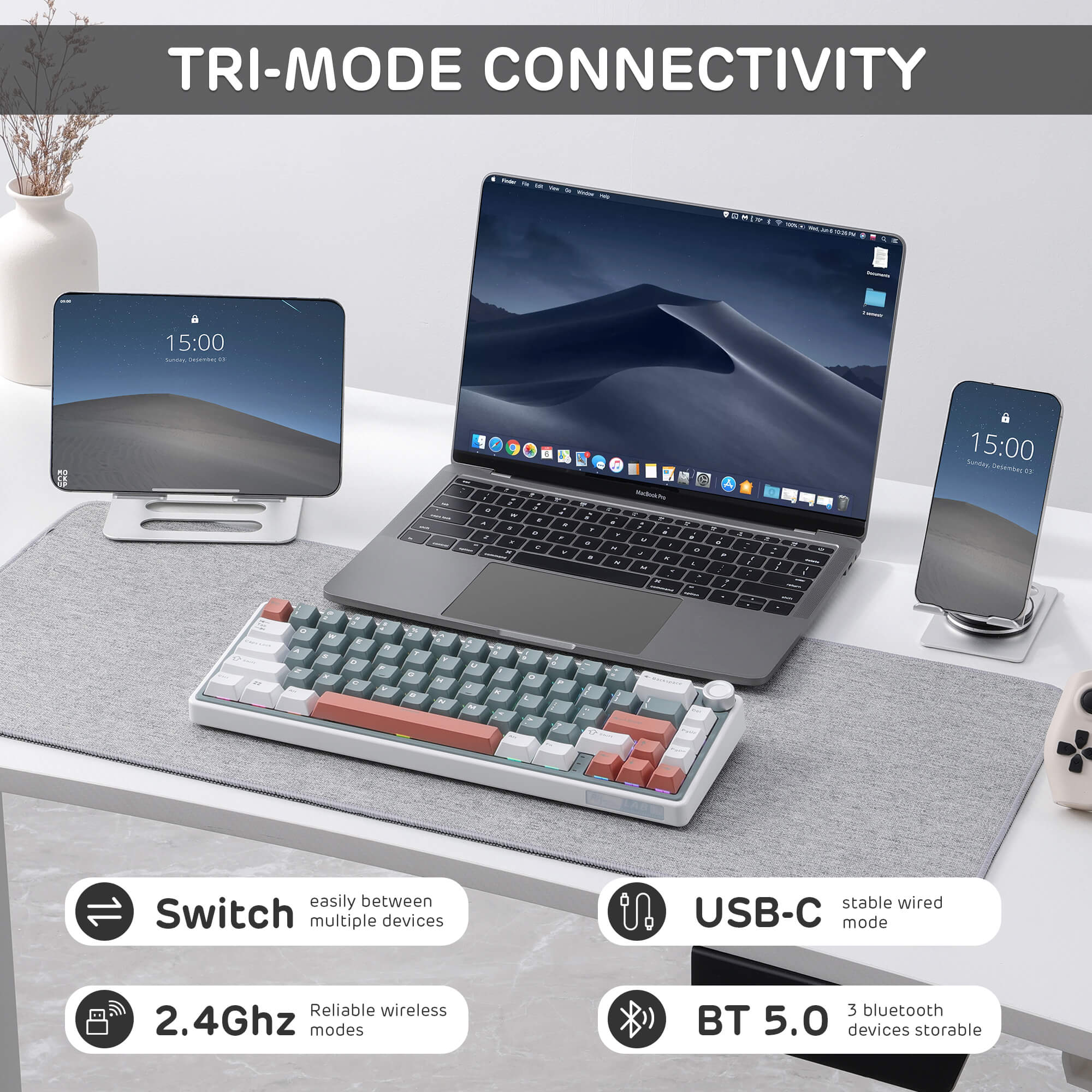 RK ROYAL KLUDGE R65 65% Wireless Gaming Keyboard Supports QMK/VIA ...