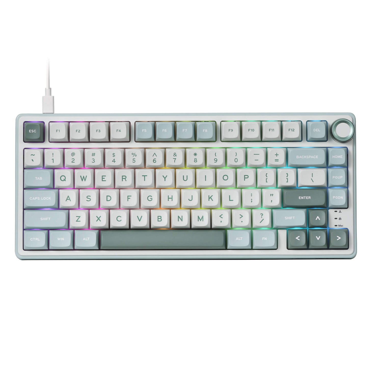 RK ROYAL KLUDGE R75 Mechanical Keyboard Wired with Volume Knob, 75% Custom Gaming Keyboard Gasket Mount RGB Backlit with Software, MDA Profile, PBT Keycaps, Hot Swappable Linear Switch Creamy Sound, green