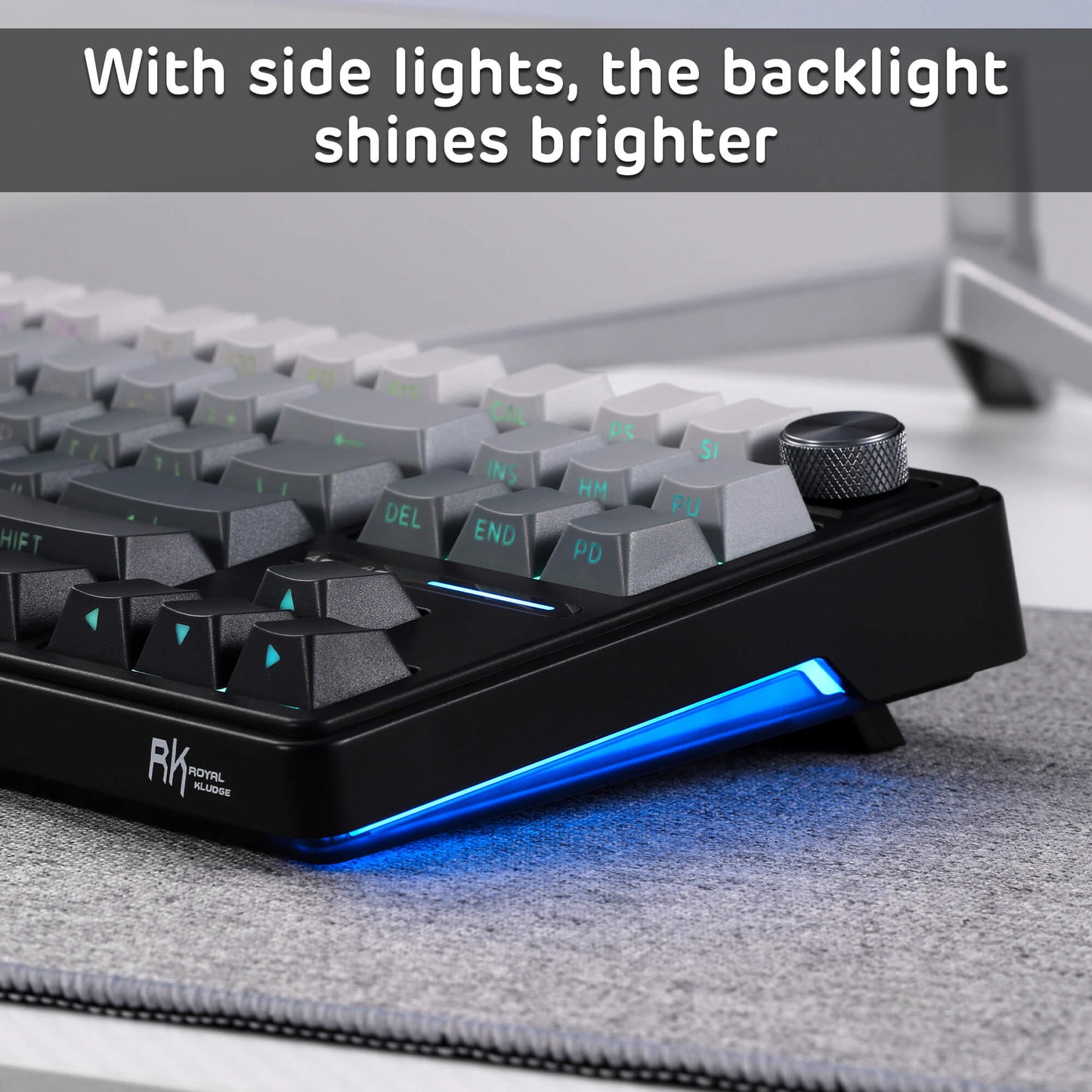 RK ROYAL KLUDGE R87 Pro Wireless Mechanical Keyboard with Knob, 75 Percent RGB Gaming Keyboard w/Bluetooth/2.4G/Wired Modes, Side Printed PBT Keycap, QMK/VIA, Gasket Hot Swappable Linear Matcha Switch