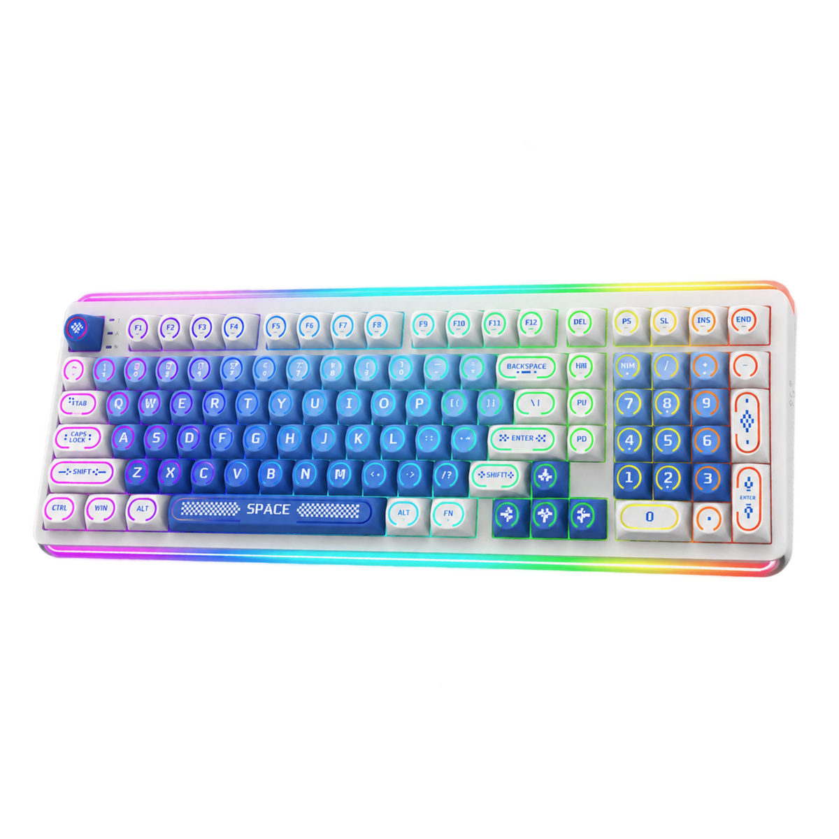 RK Royal Kludge R99 wireless mechanical keyboard with 99-key layout, RGB backlight, and compact d...