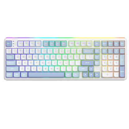 RK Royal Kludge R99 wireless mechanical keyboard with 99-key layout, RGB backlight, and ergonomic design for gaming and productivity setups