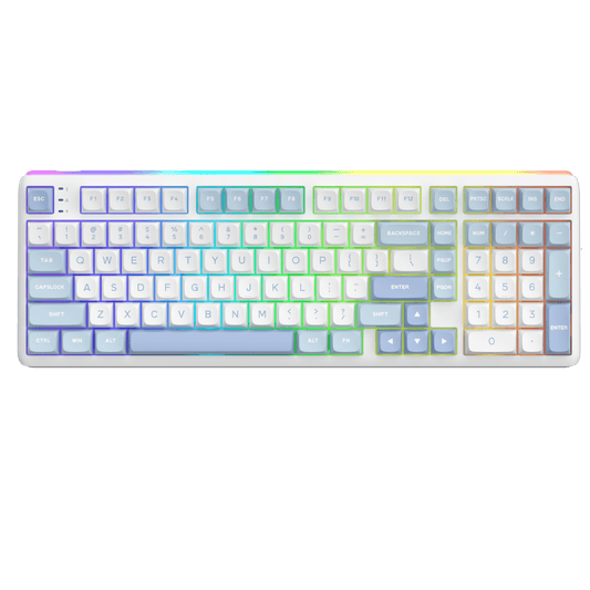 RK Royal Kludge R99 wireless mechanical keyboard with 99-key layout, RGB backlight, and ergonomic design for gaming and productivity setups