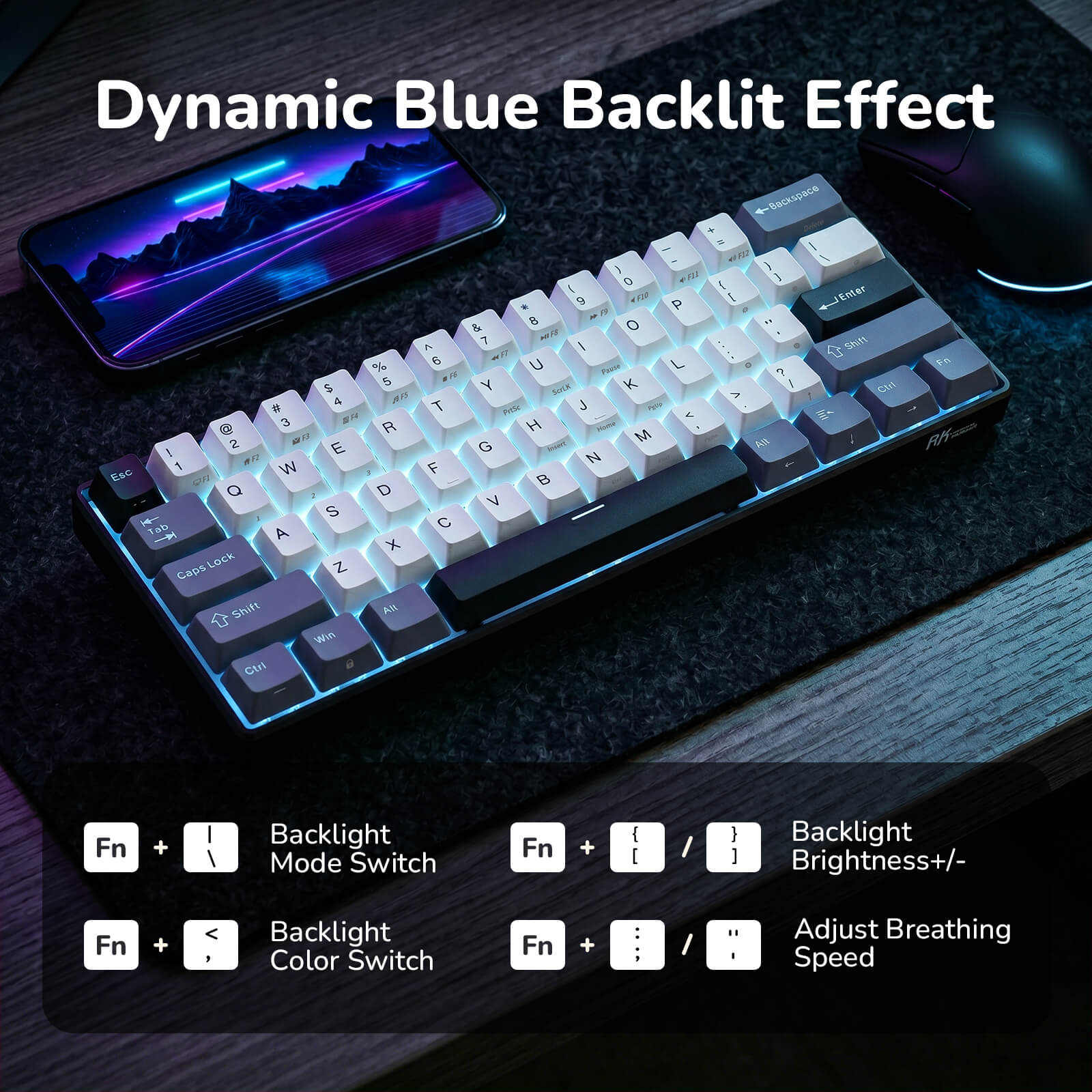 ROYAL KLUDGE RK61 60% Gaming Mechanical Keyboard for FPS, Compact