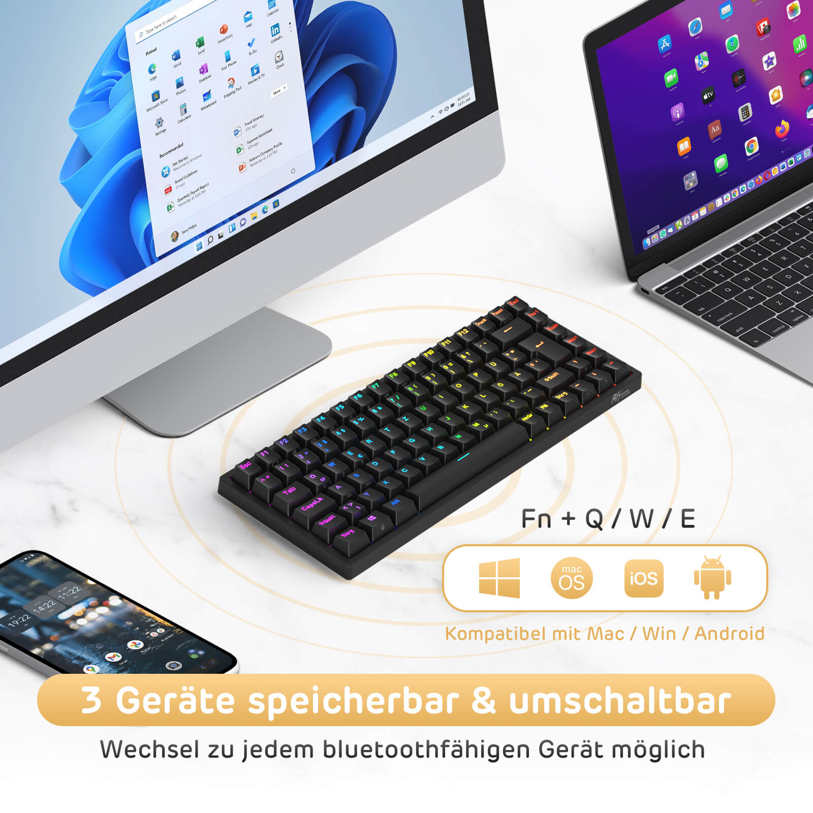 RK84 75% German DE QWERTZ Layout gaming keyboard