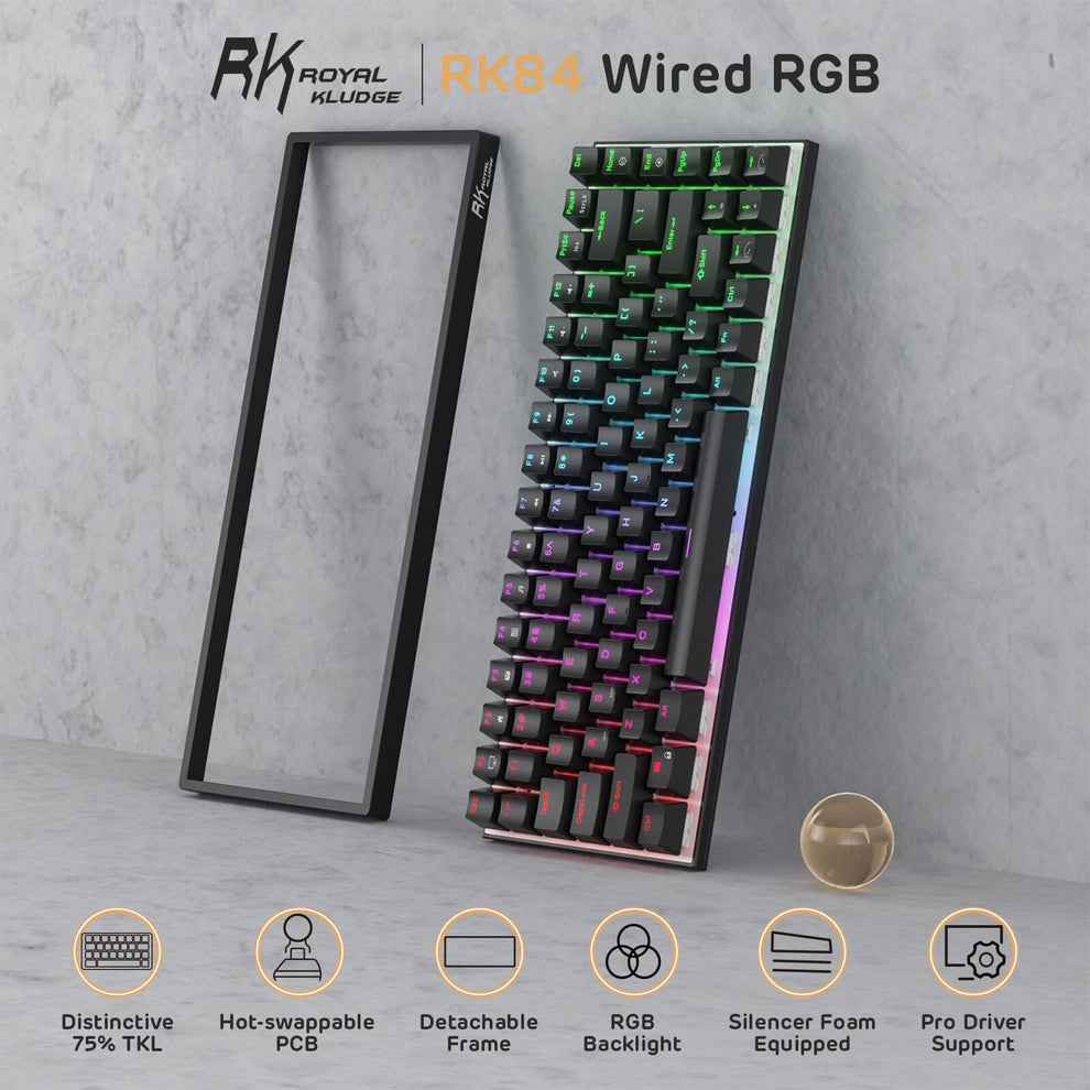 RK ROYAL KLUDGE RK84 Wired RGB 75% Hot Swappable Mechanical Keyboard ...