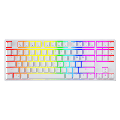 White RK87 87keys Tenkeyless TKL Wireless Mechanical Gaming Keyboard Front View with RGB Backlighting