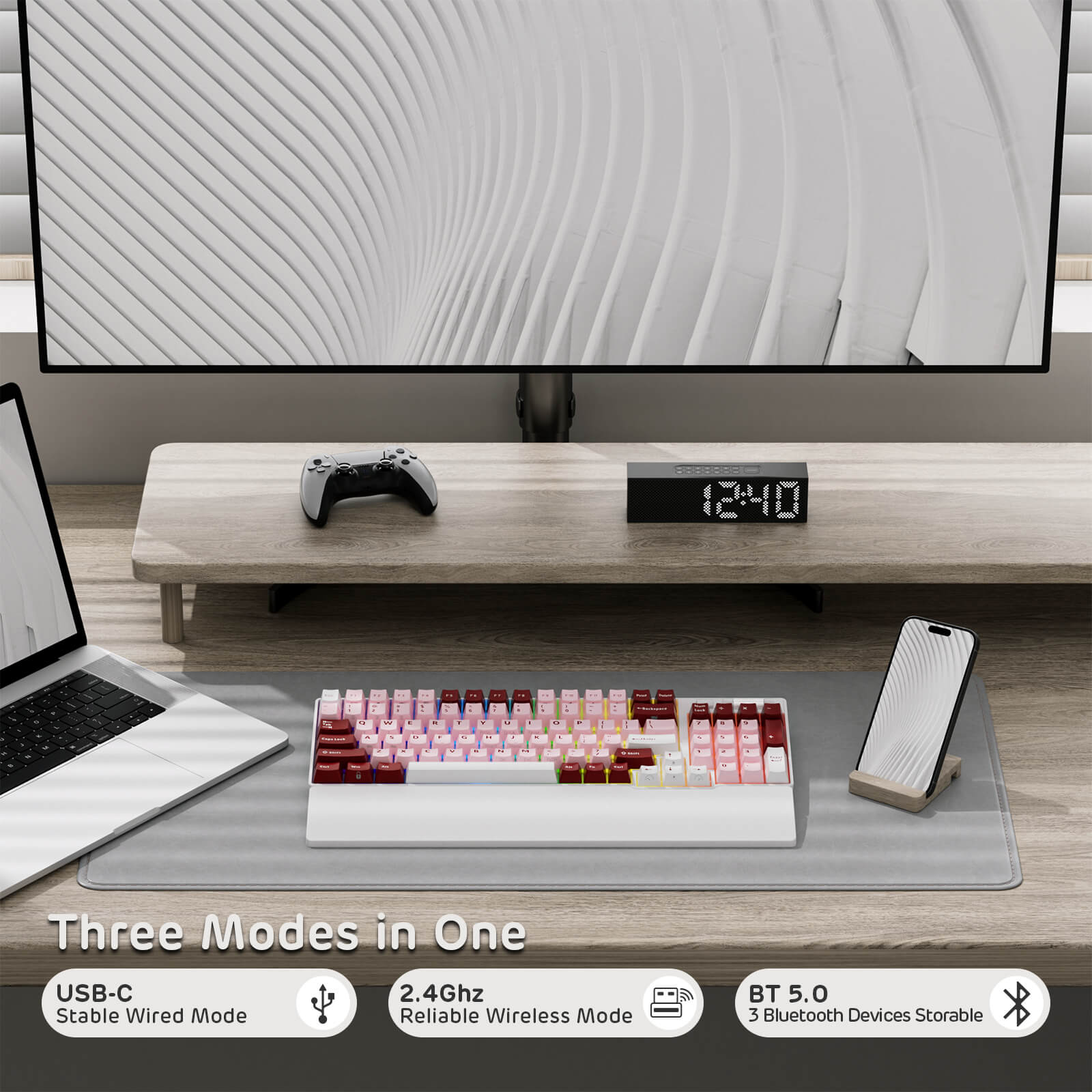RK ROYAL KLUDGE RK96 RGB Limited Ed, 90% 96 toetsen Draadloos 3-Mode BT5.0/2.4G/USB-C Hot Swappable Mechanisch Toetsenbord w/Polssteun, Volumeregeling, Software, Enorme Batterij, RK Viridian Switch RK ROYAL KLUDGE RK96 RGB Limited Ed, 90% 96 toetsen Draadloos 3-Mode BT5.0/2.4G/USB-C Hot Swappable Mechanisch Toetsenbord w/Polssteun, Volumeregeling, Software, Enorme Batterij, RK Viridian Switch