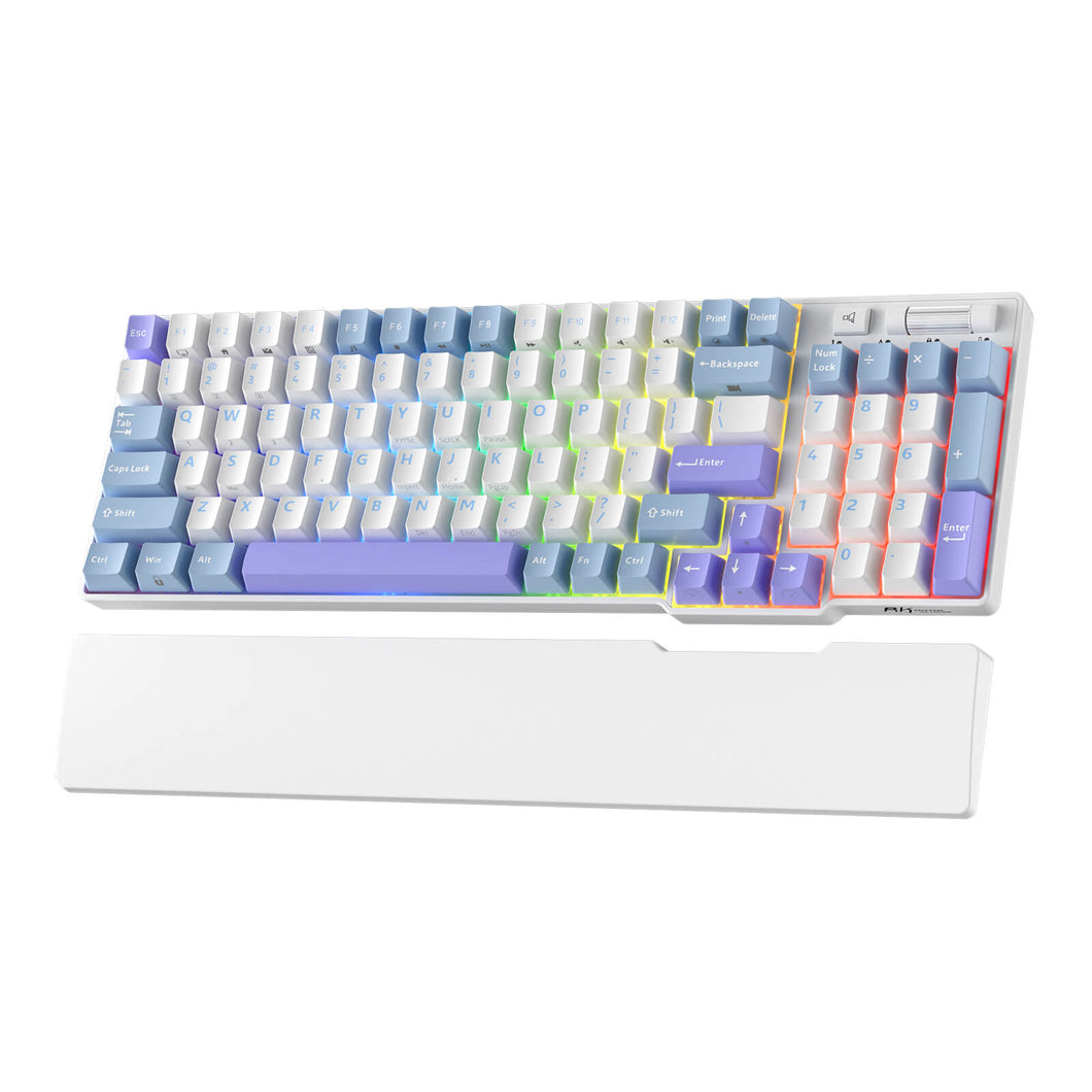RK ROYAL KLUDGE RK96 RGB Limited Ed, 90% 96 Keys Wireless Triple Mode BT5.0/2.4G/USB-C Hot Swappable Mechanical Keyboard w/Wrist Rest, Software Support & Massive Battery