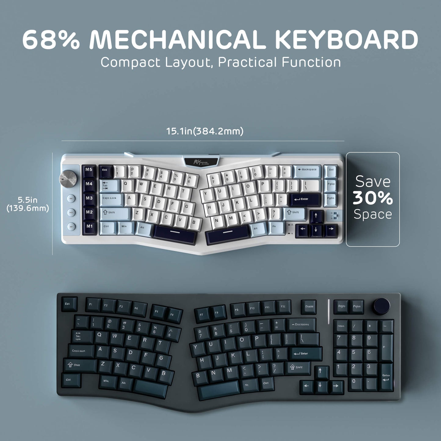 A72 68% Ergonomic Alice Layout Mechanical Keyboard