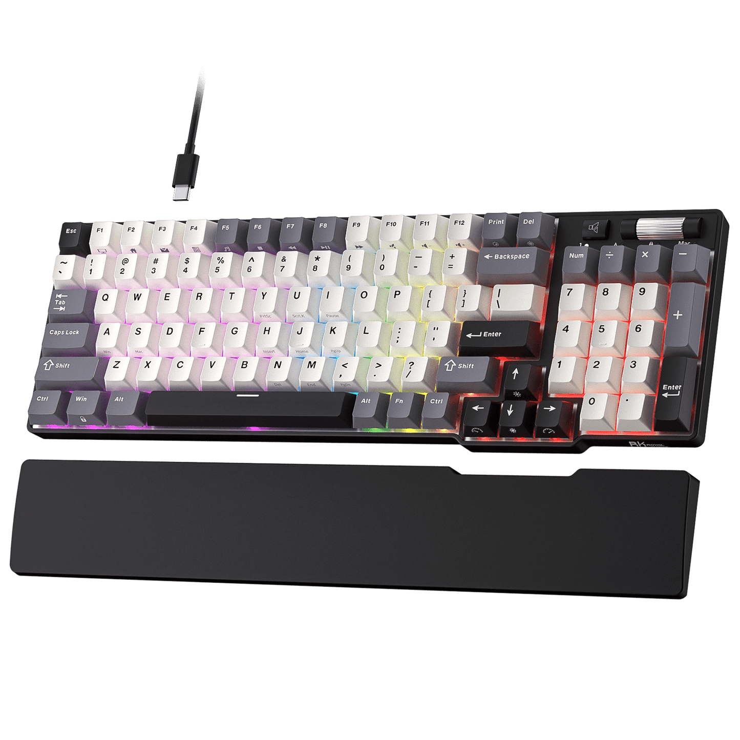RK ROYAL KLUDGE C96 HE Mechanical Gaming Keyboard, Hall Effect Magnetic Switch, Hot Swappable 90% Wired RGB Keyboard w/Wrist Rest, Rapid Trigger Adjustable Actuation, 8K Polling Rate, Pro Web Driver