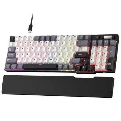 RK ROYAL KLUDGE C96 HE Mechanical Gaming Keyboard, Hall Effect Magnetic Switch, Hot Swappable 90% Wired RGB Keyboard w/Wrist Rest, Rapid Trigger Adjustable Actuation, 8K Polling Rate, Pro Web Driver
