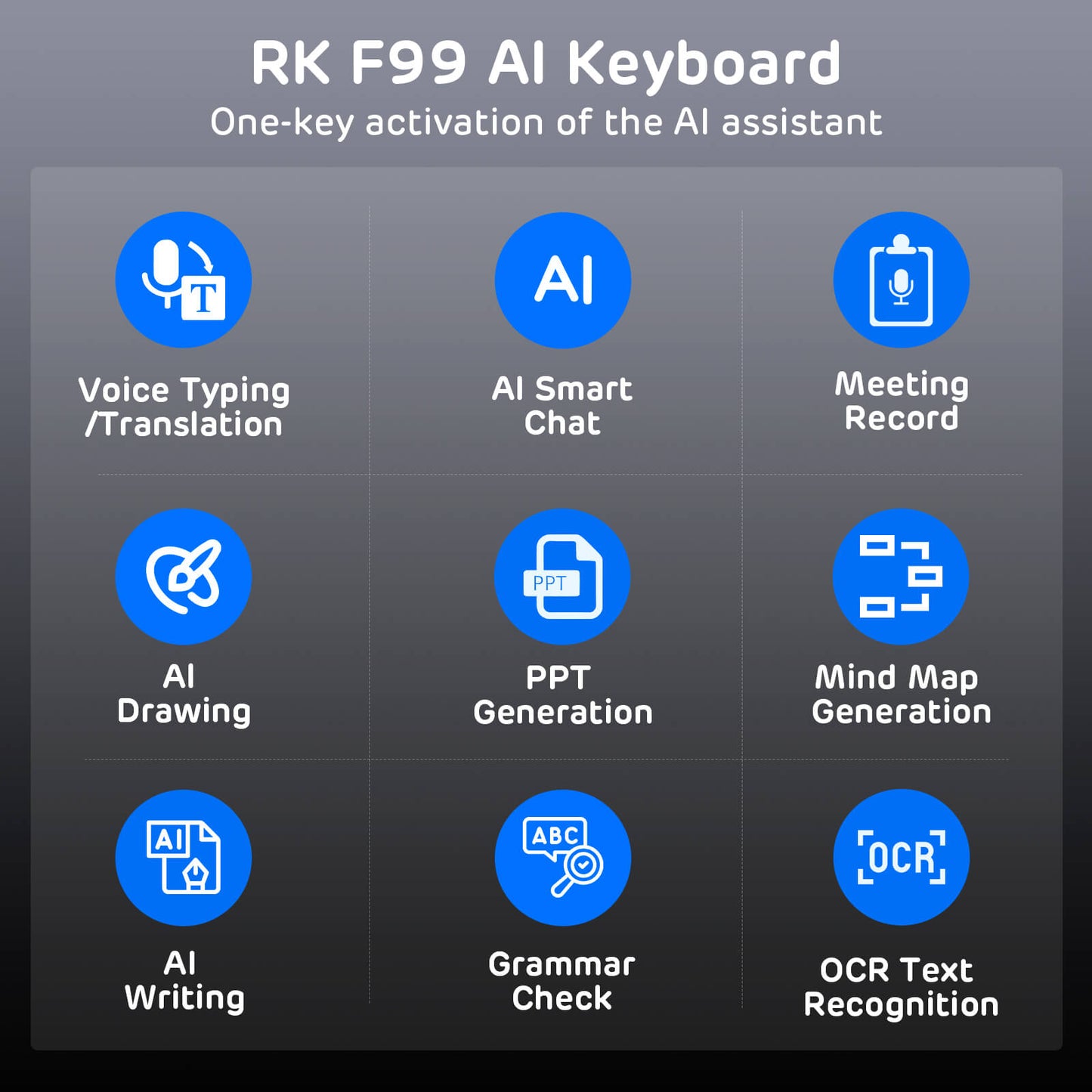 RK Royal Kludge 100-Key Wired AI Mechanical Gaming Keyboard with Real-Time Voice Input & Translation, Hot-Swappable Linear Switches, PBT Keycaps, RGB Backlit, Dual USB Ports & AI Software Support