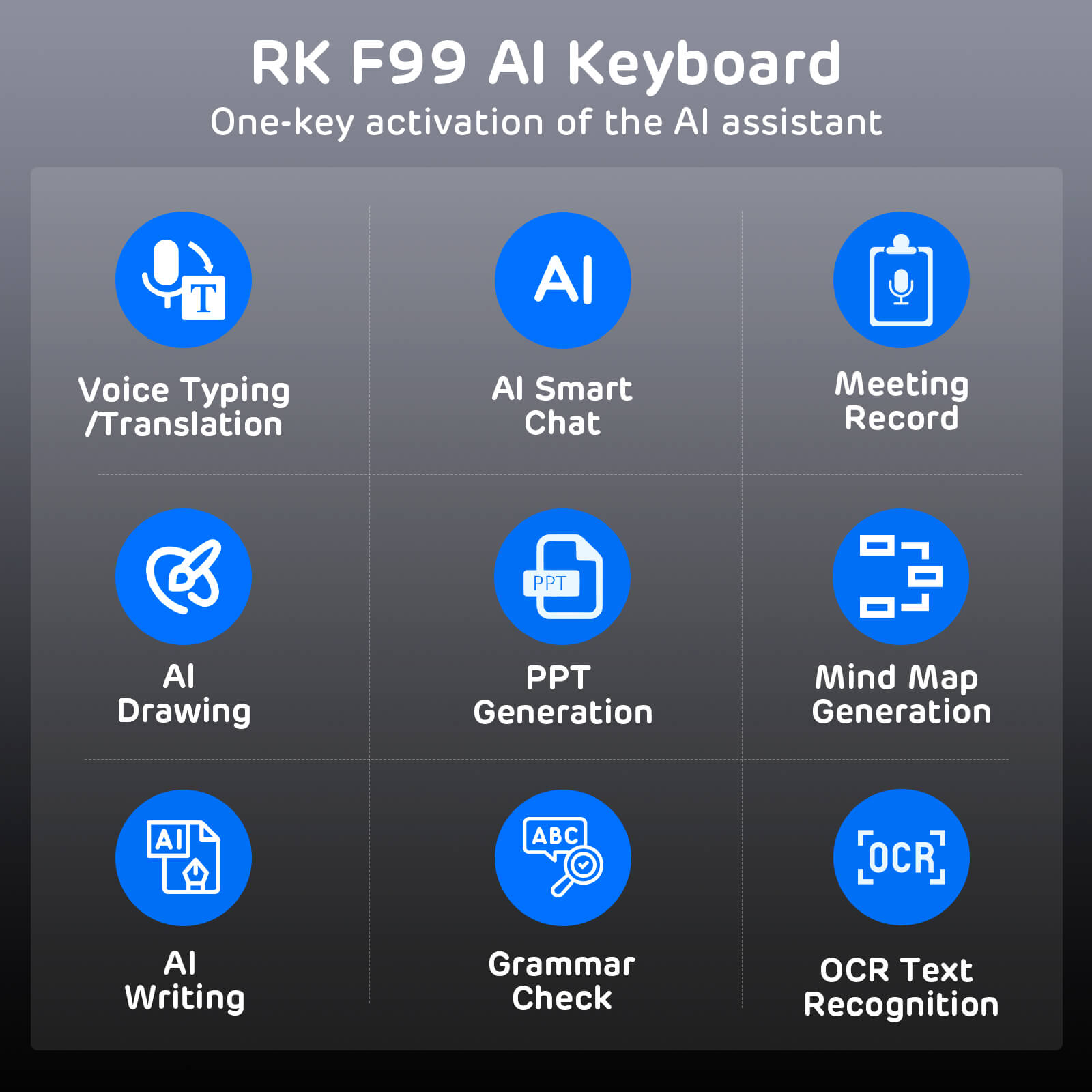 RK Royal Kludge 100-Key Wired AI Mechanical Gaming Keyboard with Real-Time Voice Input & Translation, Hot-Swappable Linear Switches, PBT Keycaps, RGB Backlit, Dual USB Ports & AI Software Support