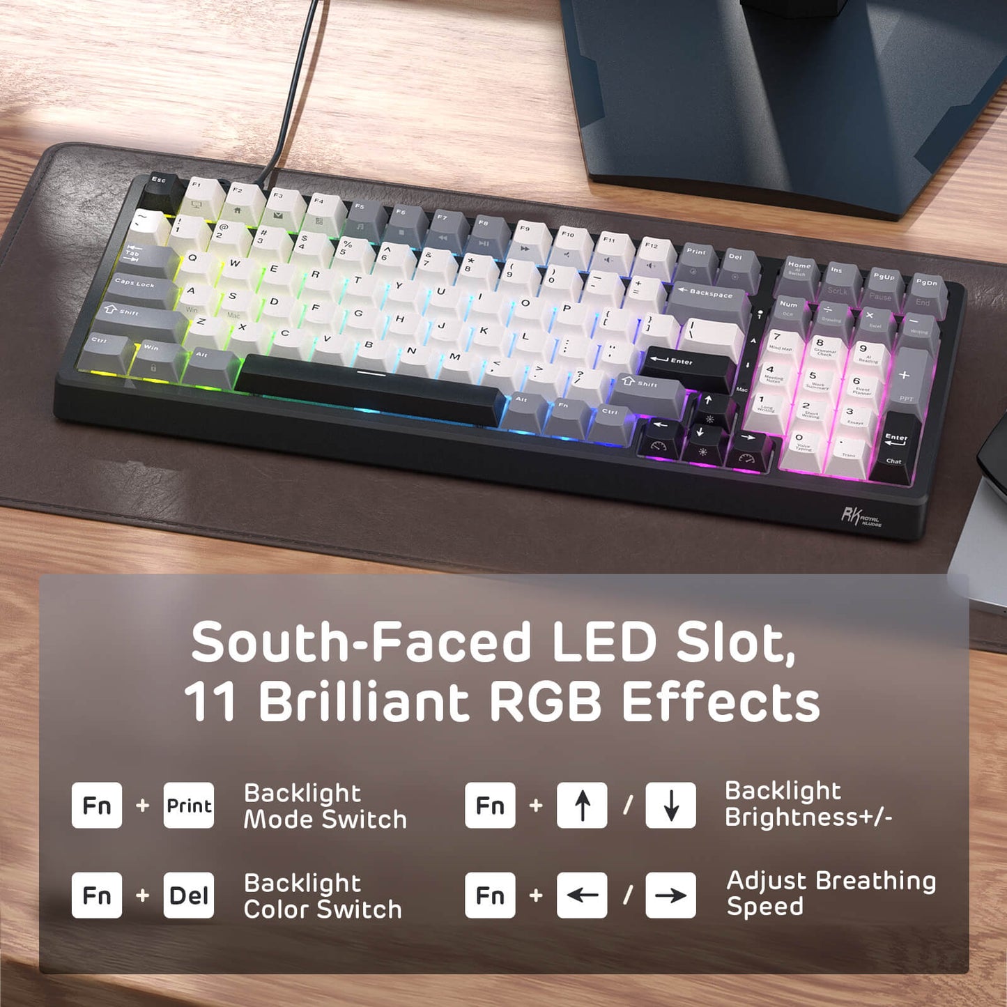 RK Royal Kludge 100-Key Wired AI Mechanical Gaming Keyboard with Real-Time Voice Input & Translation, Hot-Swappable Linear Switches, PBT Keycaps, RGB Backlit, Dual USB Ports & AI Software Support