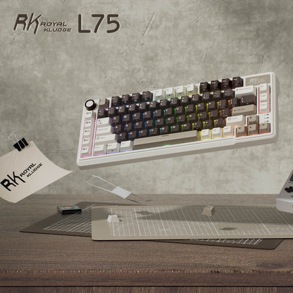 RK ROYAL KLUDGE L75 Gasket Mount Mechanical Keyboard w/Knob /Macro Keys & Touchable Nameplate, Tri-Mode  75% TKL Wireless Keyboard BT/2.4G/USB-C, Hot Swappable, Pro Software, Massive 8000mAh Battery