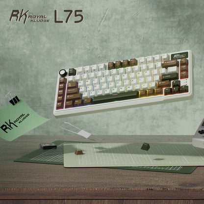 RK ROYAL KLUDGE L75 Gasket Mount Mechanical Keyboard w/Knob /Macro Keys & Touchable Nameplate, Tri-Mode  75% TKL Wireless Keyboard BT/2.4G/USB-C, Hot Swappable, Pro Software, Massive 8000mAh Battery