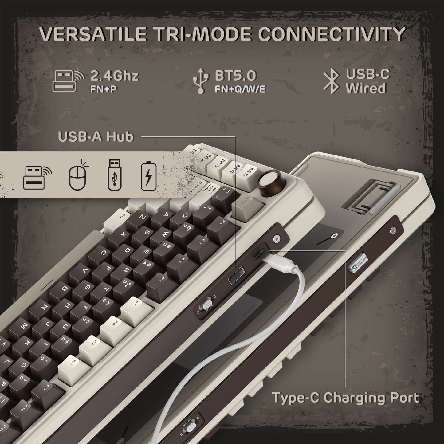 RK ROYAL KLUDGE L75 Gasket Mount Mechanical Keyboard w/Knob /Macro Keys & Touchable Nameplate, Tri-Mode  75% TKL Wireless Keyboard BT/2.4G/USB-C, Hot Swappable, Pro Software, Massive 8000mAh Battery