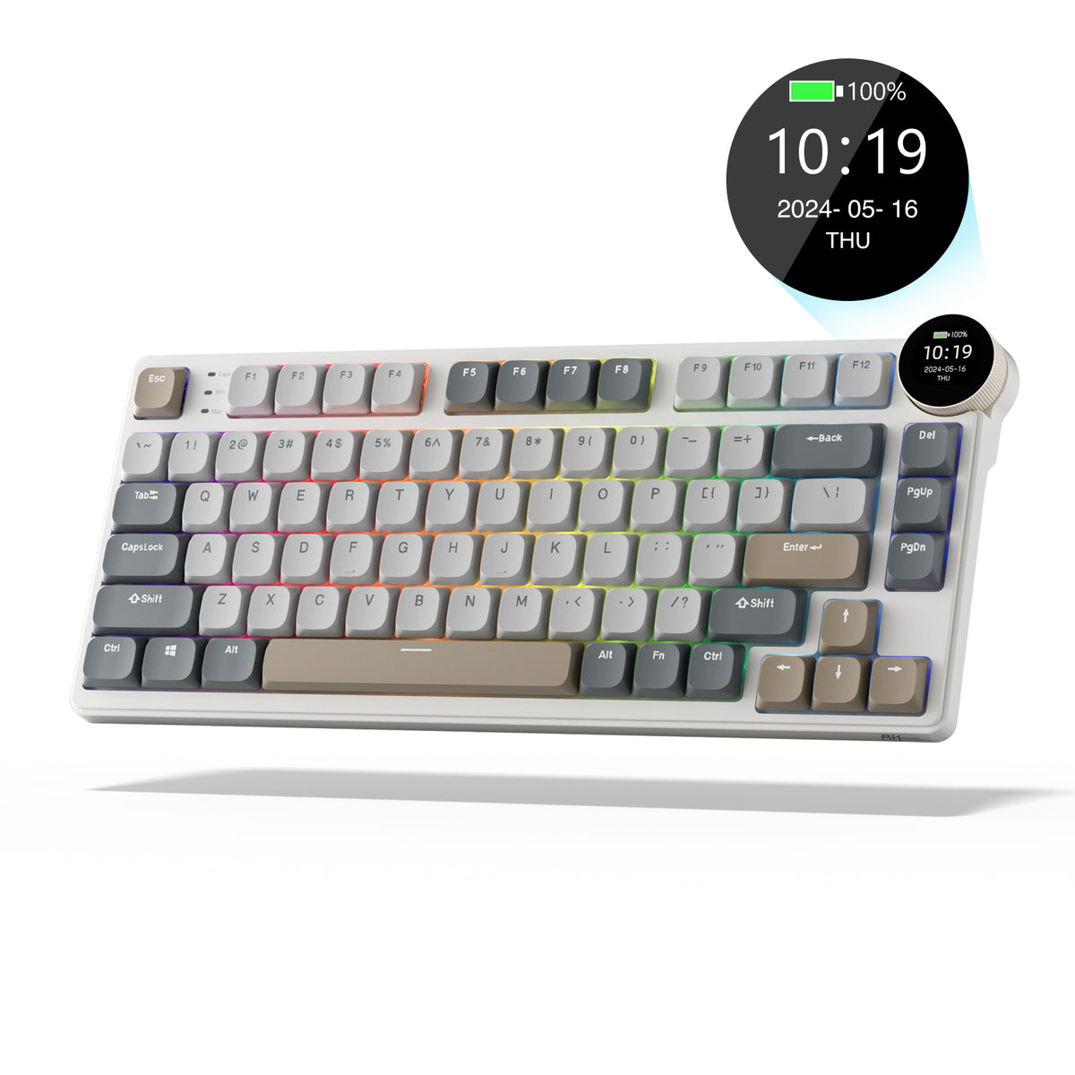 RK ROYAL KLUDGE N80 Low-Profile Mechanical Keyboard with Display Screen ...