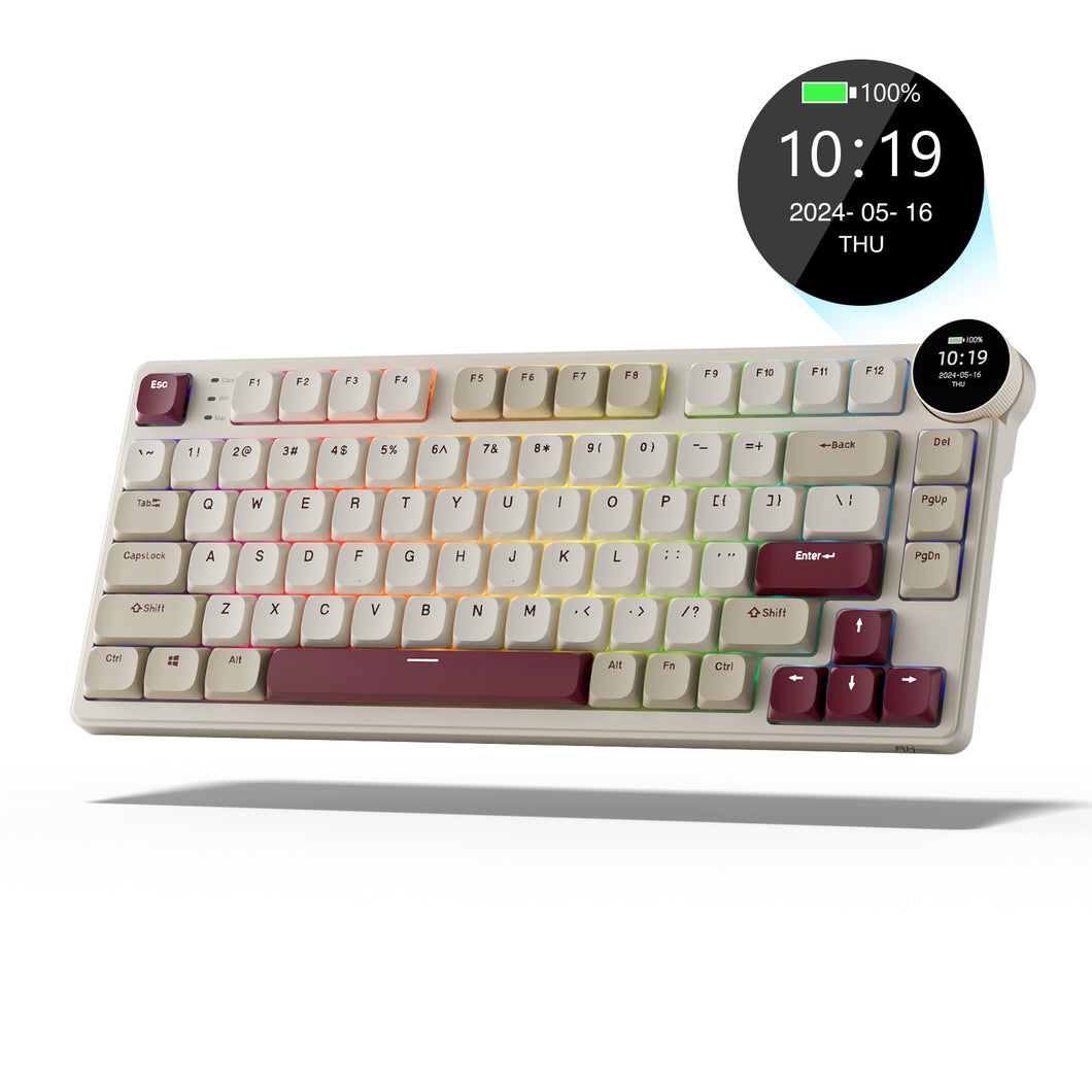 RK ROYAL KLUDGE N80 Low-Profile Mechanical Keyboard w/Smart Display Screen & Knob