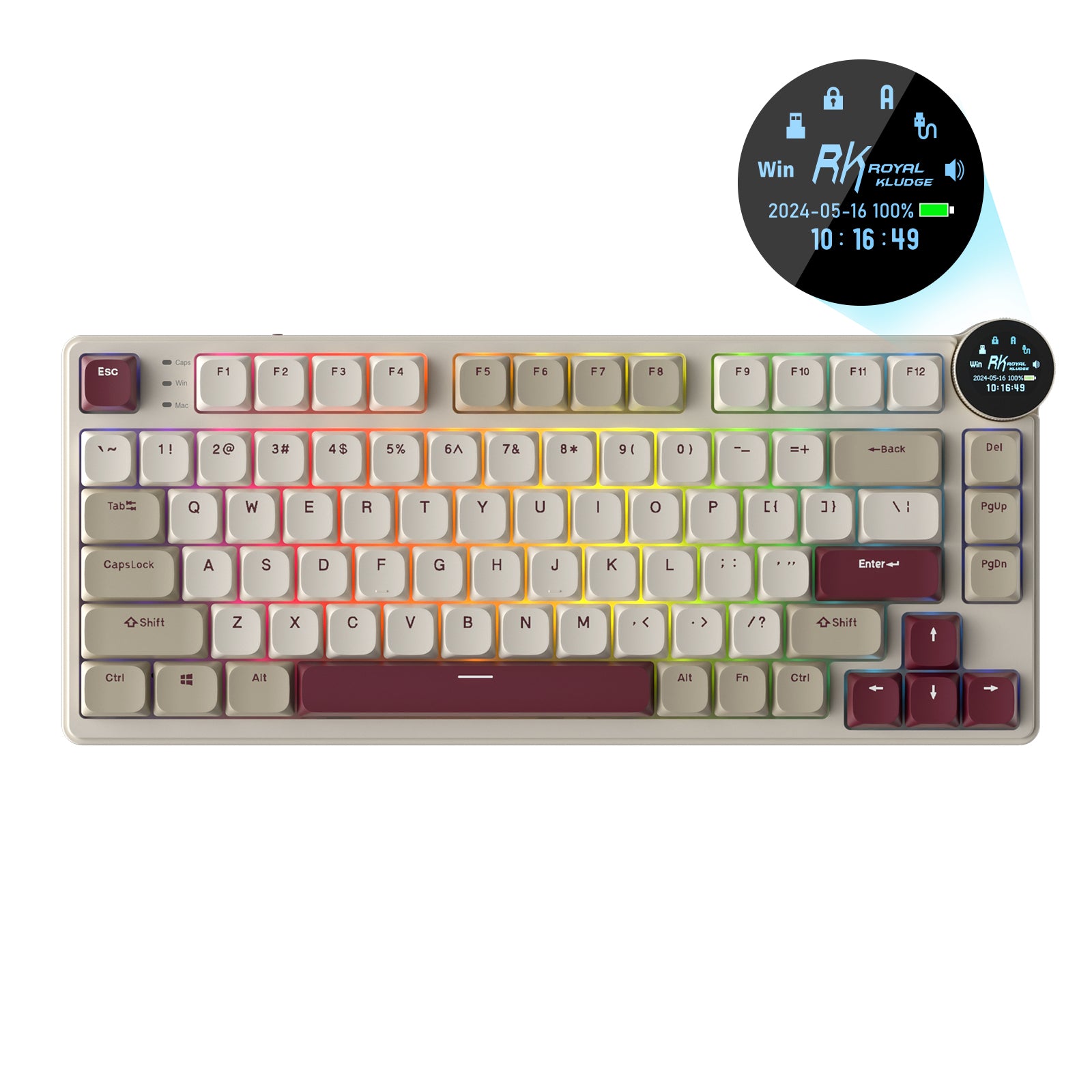 Load Keyboard RK ROYAL KLUDGE N80 Low-Profile Mechanical Keyboard with Display Screen ...
