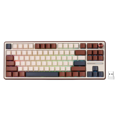 RK ROYAL KLUDGE R87 Pro Mechanical Keyboard with Knob, 75% RGB Wireless Gaming Keyboard w/Bluetooth/2.4G/Wired Connection, Side Printed PBT Keycap, QMK/VIA, Gasket Hot Swappable Linear Matcha Switch