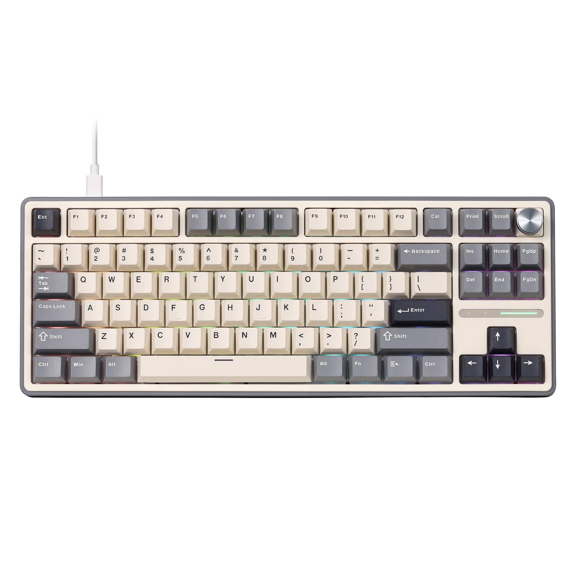 RK ROYAL KLUDGE R87 Pro Wired Mechanical Keyboard with Hot Swappable Knob 75% RGB Backlit Gaming Keyboard 88 Keys TKL Gasket Mounted Custom Keyboard with QMK/VIA and Linear Creamy Switch