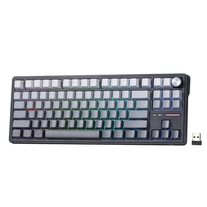 RK ROYAL KLUDGE R87 Pro Wireless Mechanical Keyboard with Knob, 75 Percent RGB Gaming Keyboard w/Bluetooth/2.4G/Wired Modes, Side Printed PBT Keycap, QMK/VIA, Gasket Hot Swappable Linear Matcha Switch