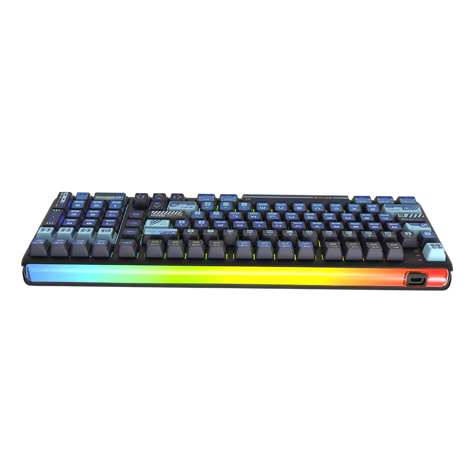 RK R99 full size gaming keyboard with numpad and curved RGB light bar