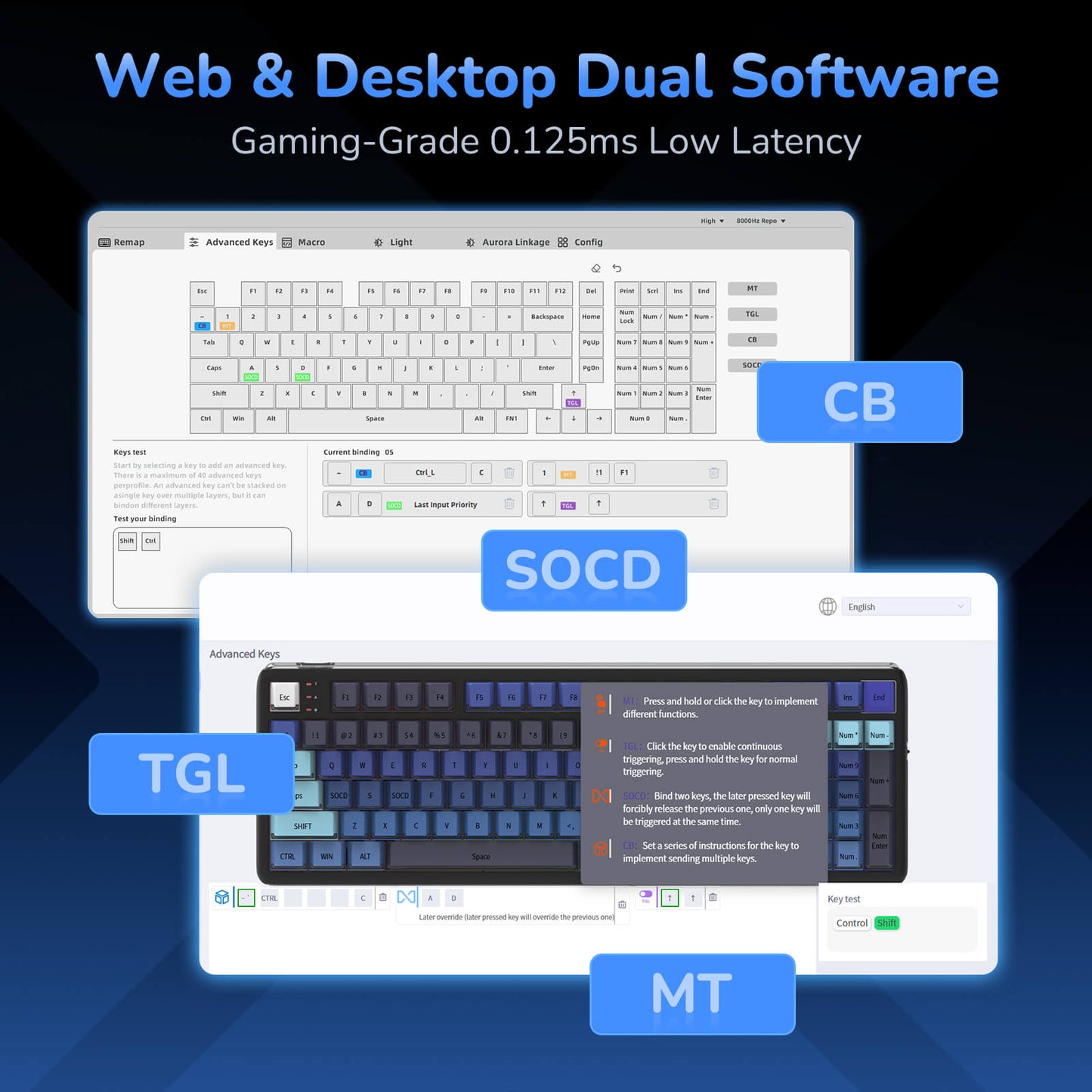 Web driver software for customizing key mapping, RGB lighting, and macros