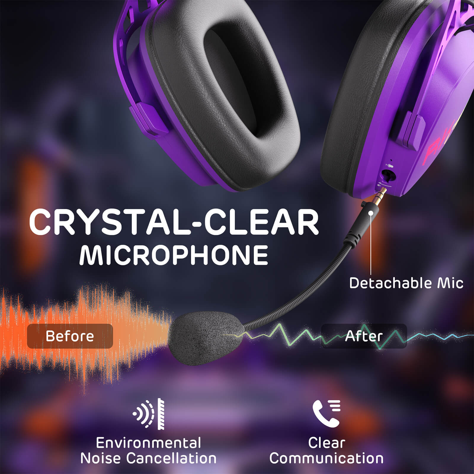 HG103 Pro gaming headset with noise-canceling microphone