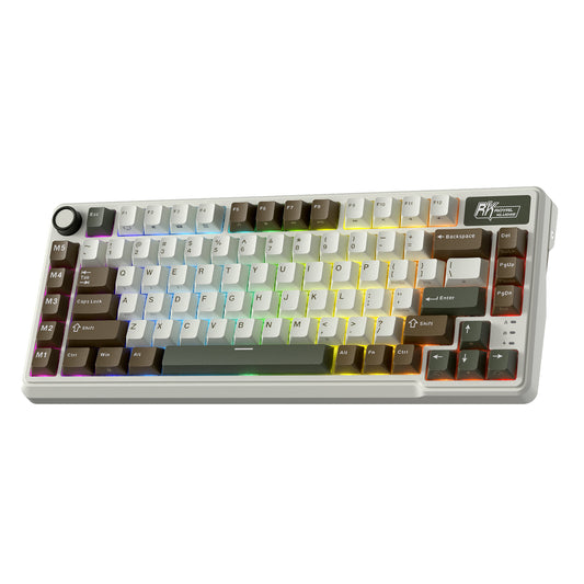 RK L75 75% 85 Keys Wireless Mechanical Keyboard with RGB, Gasket Structure, Custom Cream & Beige Switches, Tri-Mode Connectivity, and Mac Compatibility